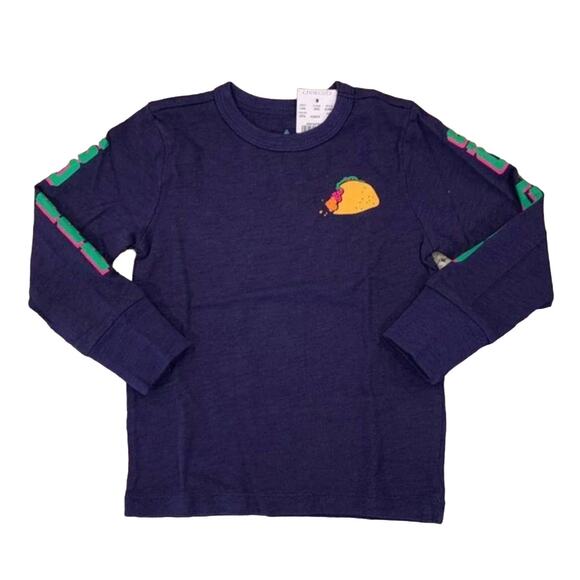 NWT J Crew Kids' Navy/Purple "So far, so good" Taco Long Sleeve T-Shirt - SIZE 2 - Picture 1 of 9